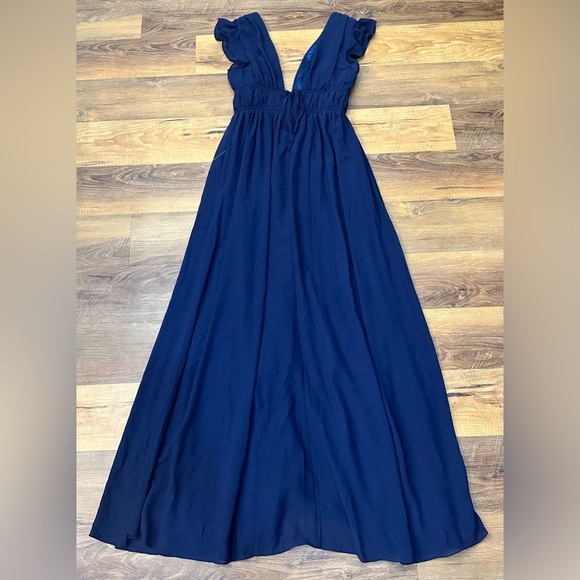 NWT Lulu’s I'm All Yours Navy Blue Ruffled Maxi Dress size S - Picture 4 of 12